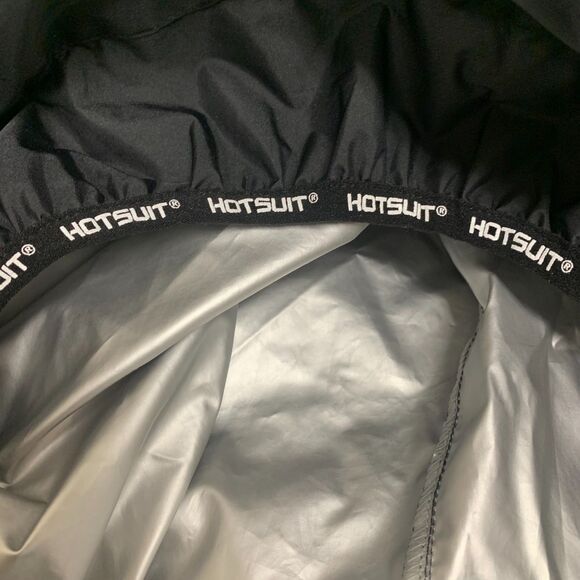 HOTSUIT Sauna Sweat Wind Jacket Reflective Black‎ White Spellout Large - Picture 6 of 14